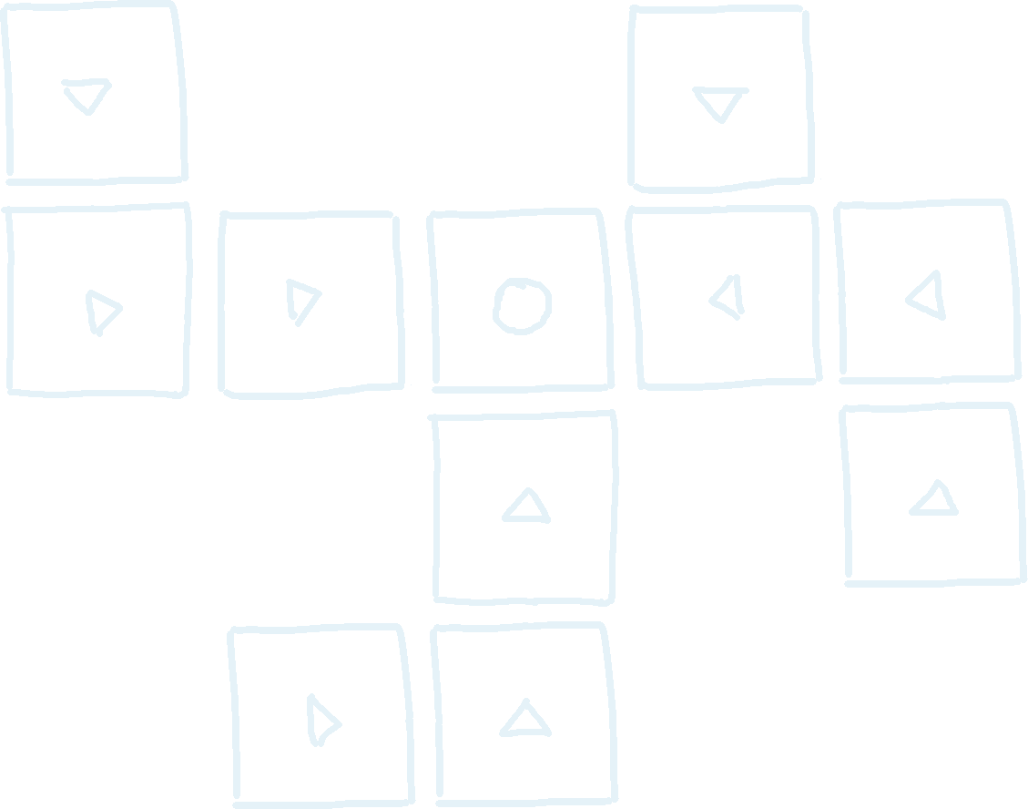 We can easily find the direction and row or column for each block. The circle represents the initial block, and all other blocks have an arrow indicating the direction they need to slide in.